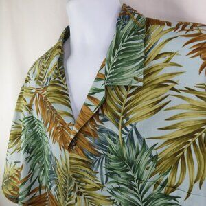 Pacific Legend Hawaiian Aloha Shirt Mens 4XL Blue Leaf Cotton Made in Hawaii